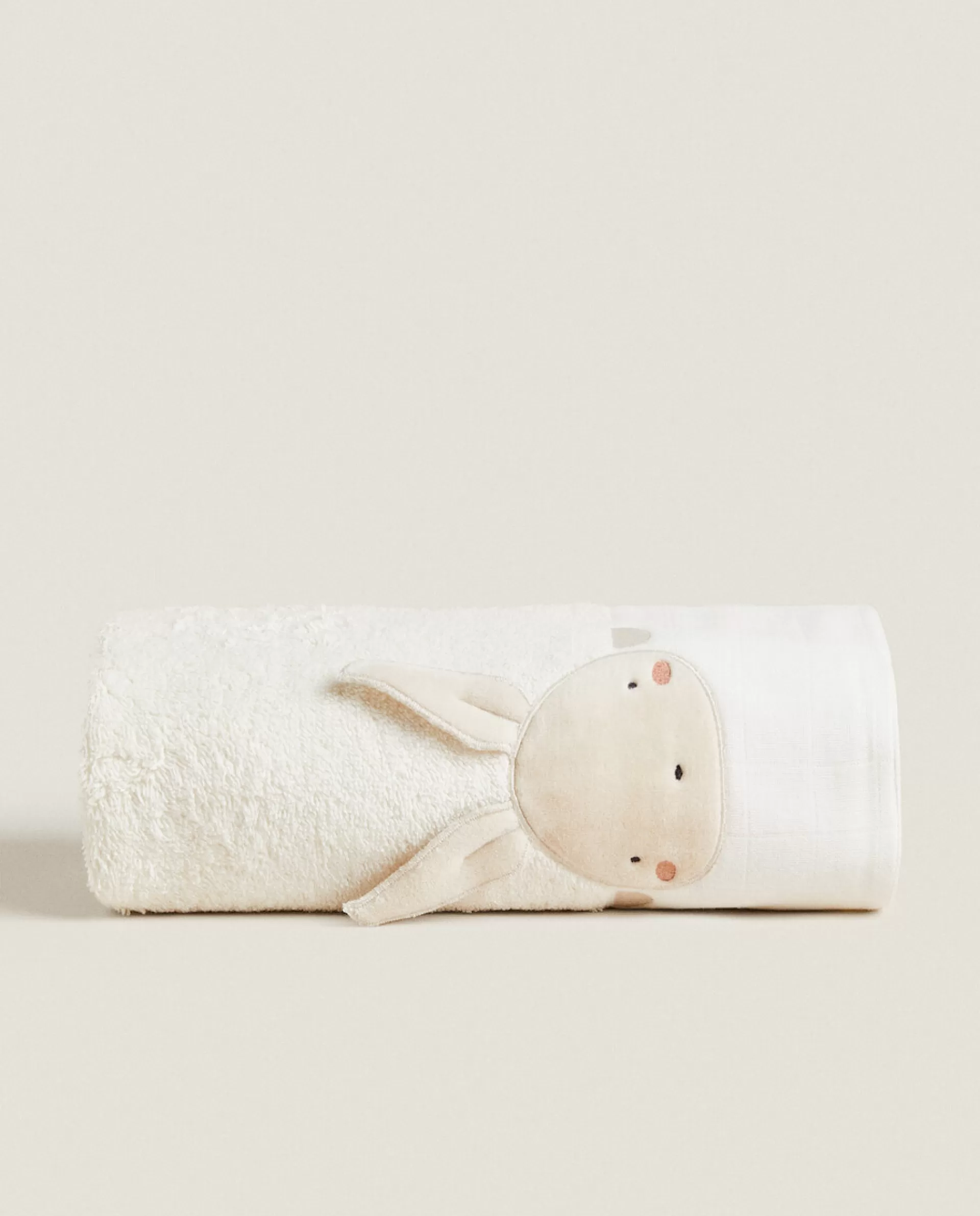 ZARA Home Towel With Bunny Applique Cream Discount
