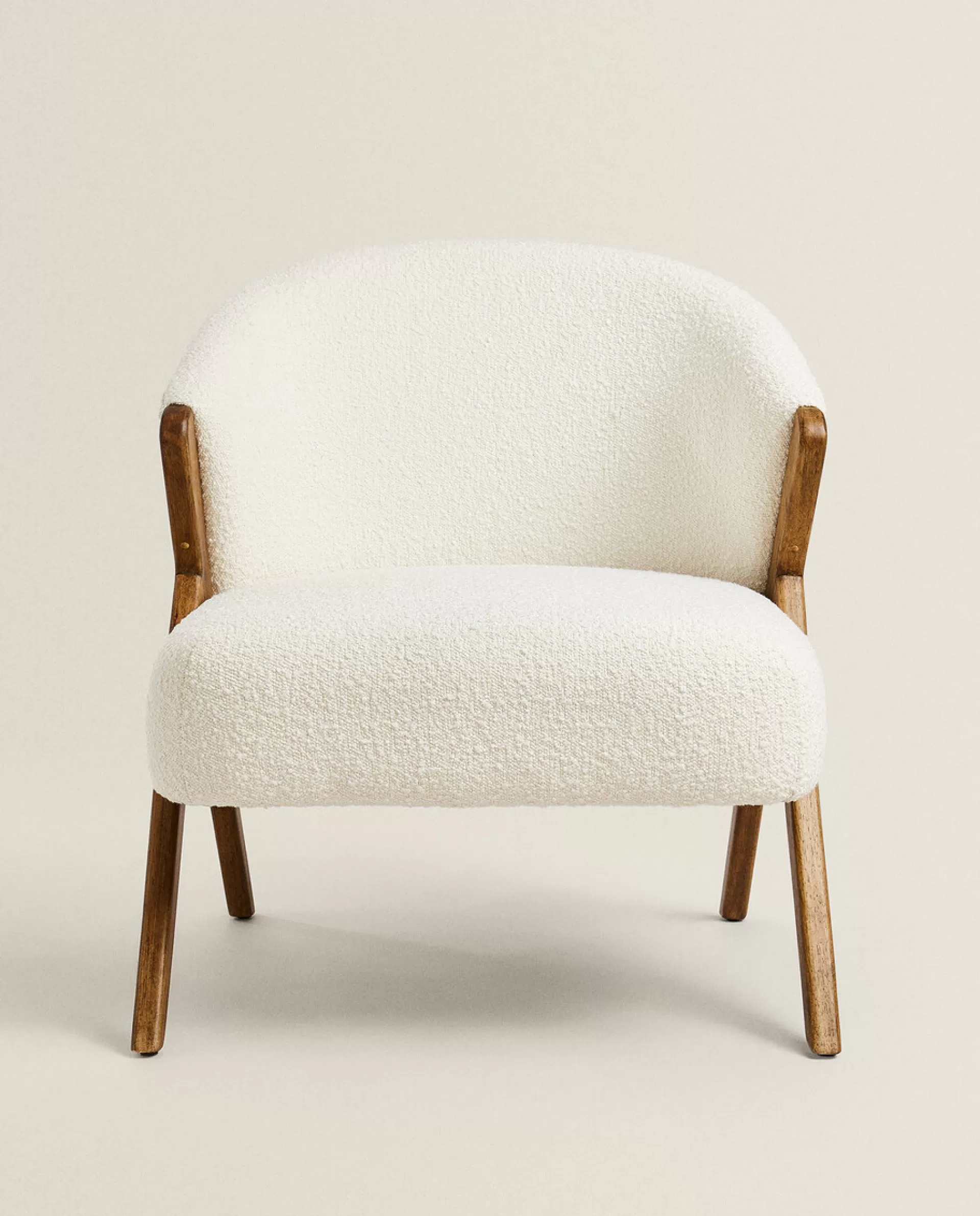 ZARA Home Upholstered Boucle Armchair Cream Outlet