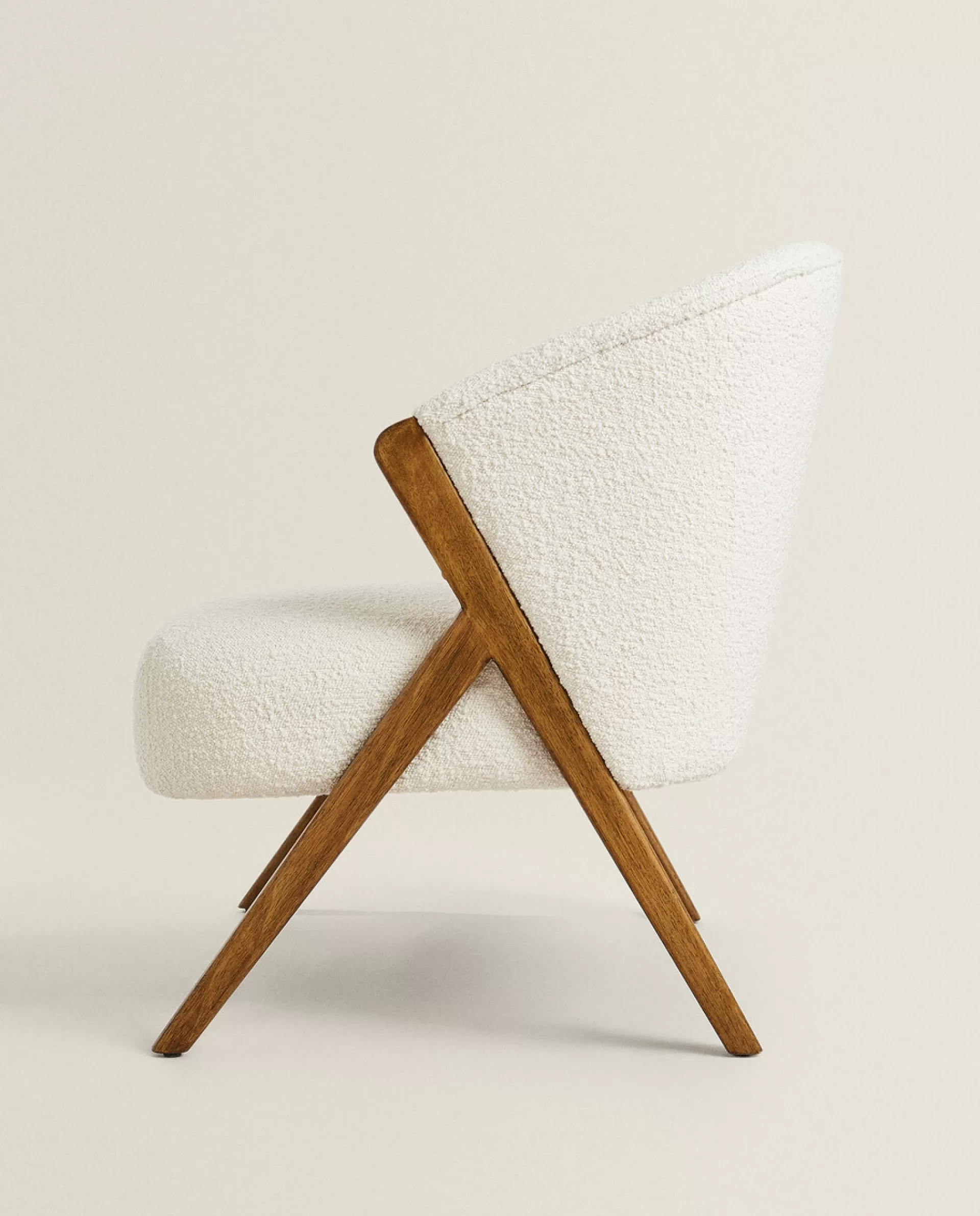 ZARA Home Upholstered Boucle Armchair Cream Outlet