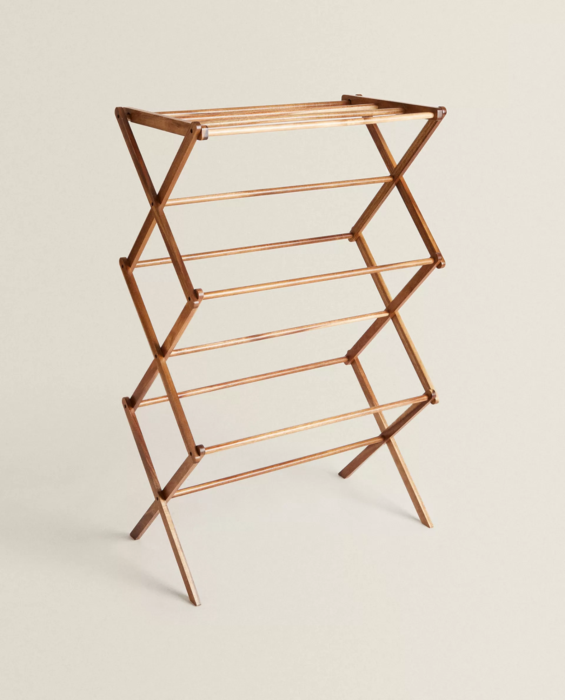 ZARA Home Vertical Folding Wooden Clothes Horse Natural Colour Cheap