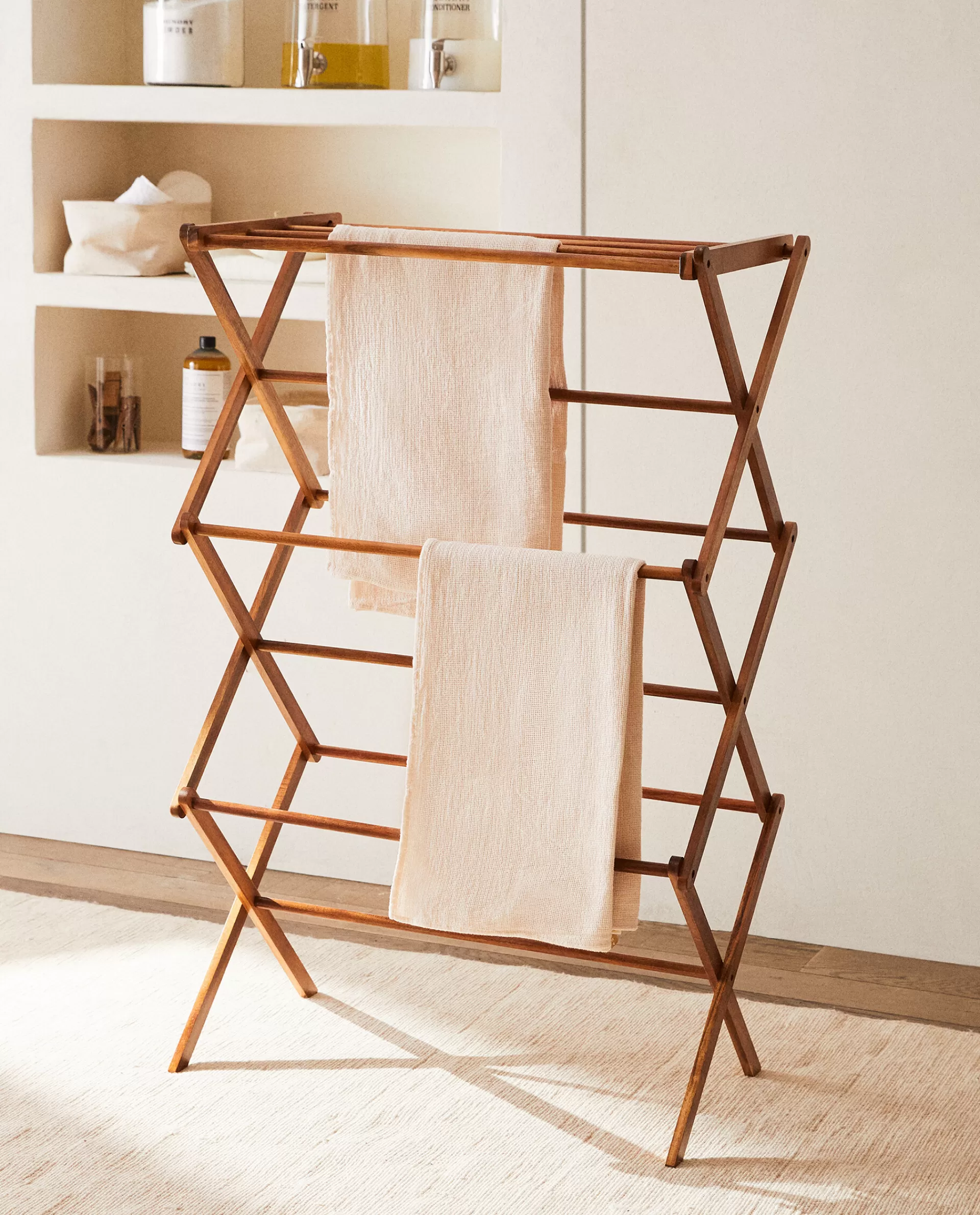 vertical_folding_wooden_clothes_horse_2-1.webp ZARA Home Vertical Folding Wooden Clothes Horse Natural Colour Cheap