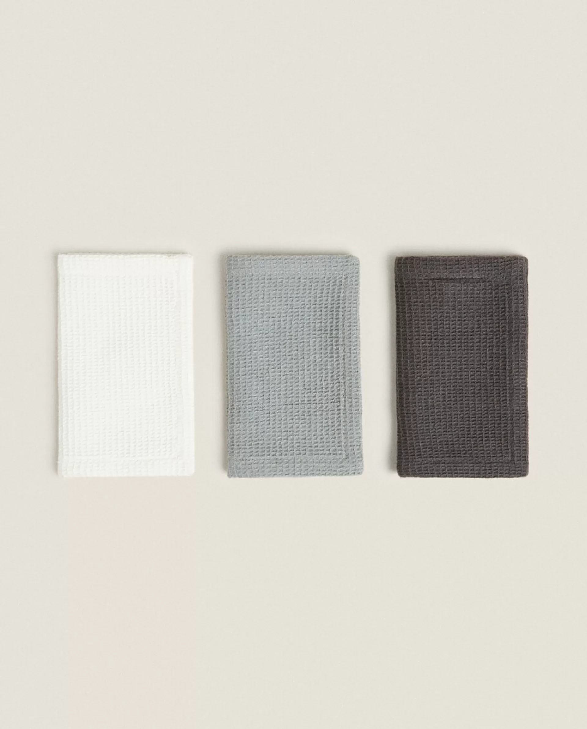 ZARA Home Waffle Mini Kitchen Towel (Pack Of 3) Grey Clearance