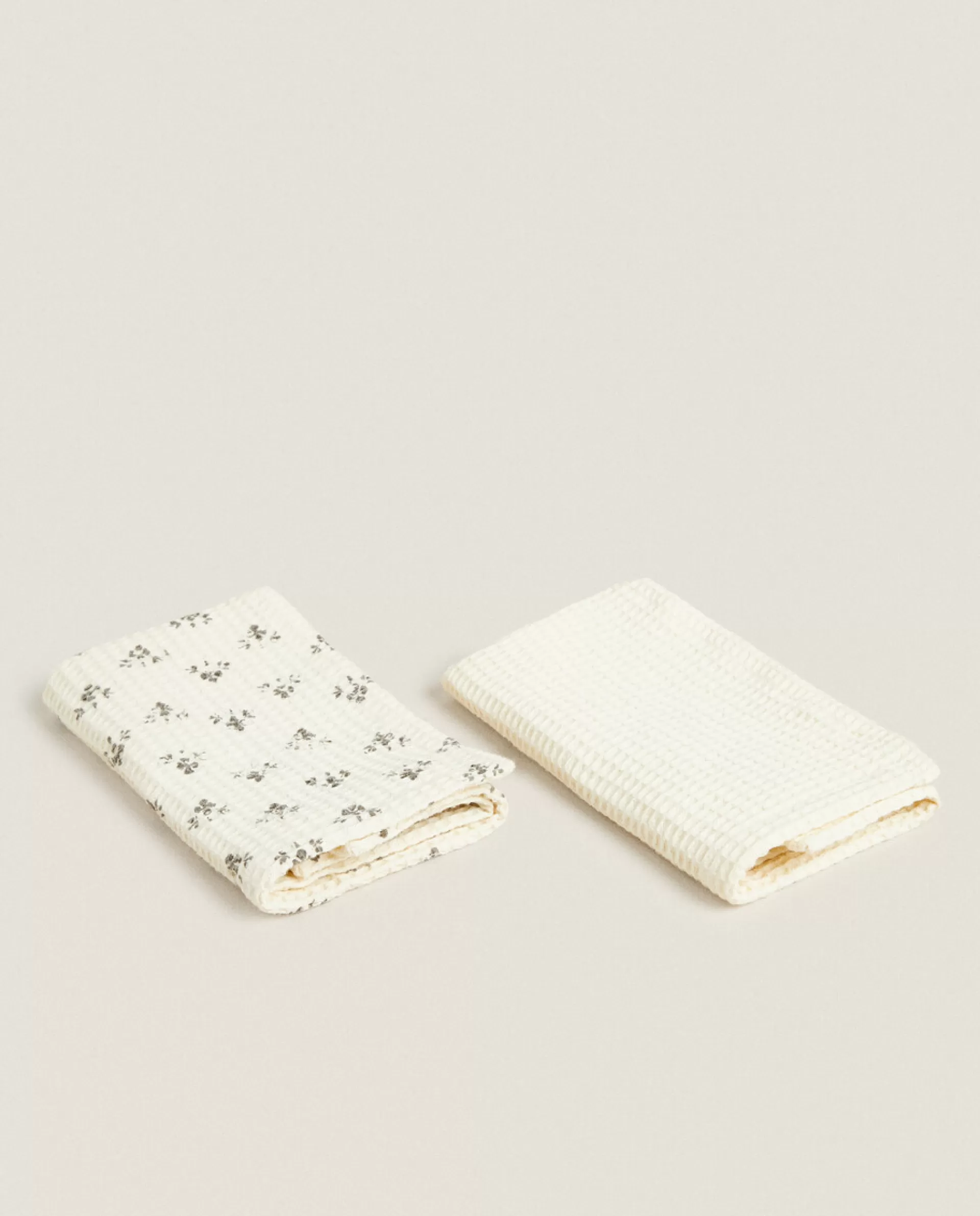 ZARA Home Waffle Multipurpose Kitchen Towel (Pack Of 2) Cream New