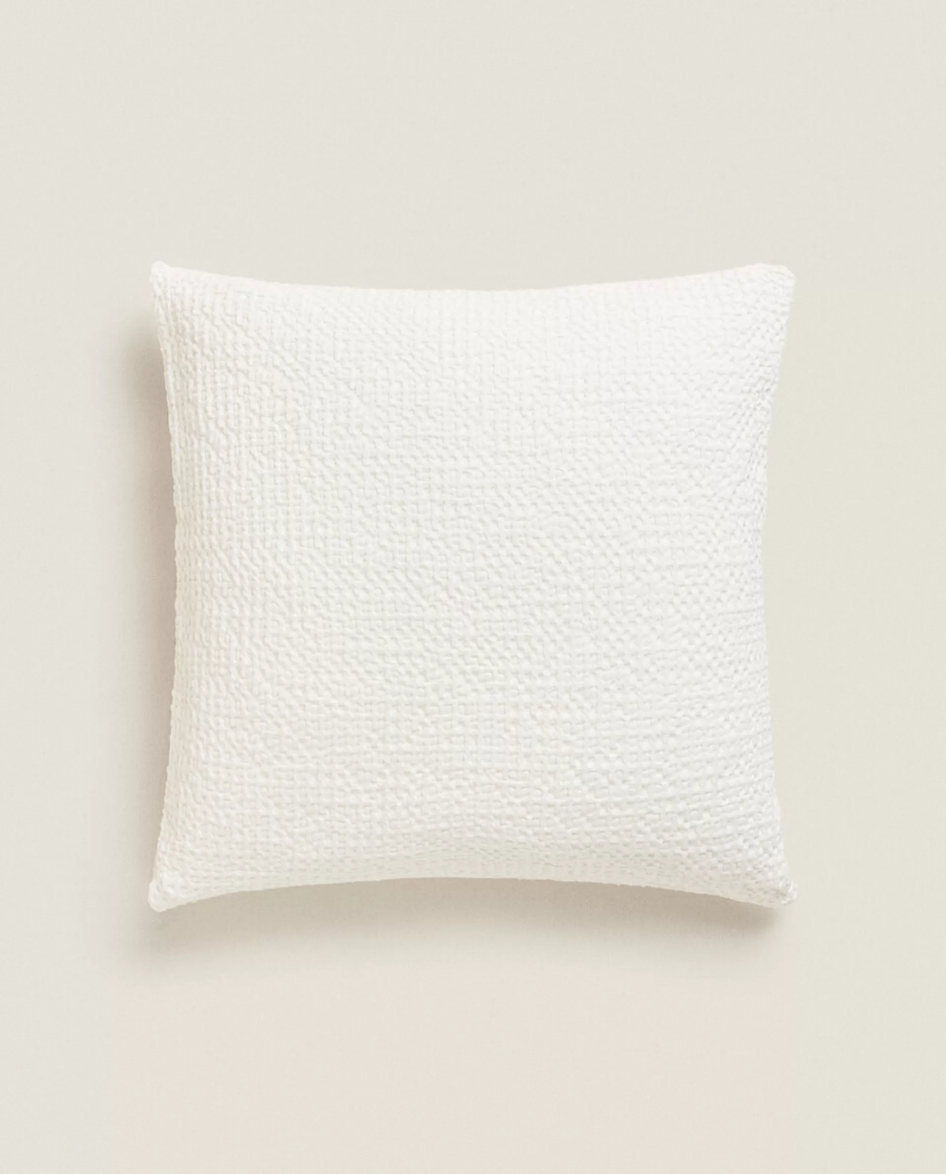 ZARA Home Waffle-Knit Throw Pillow Cover White Outlet