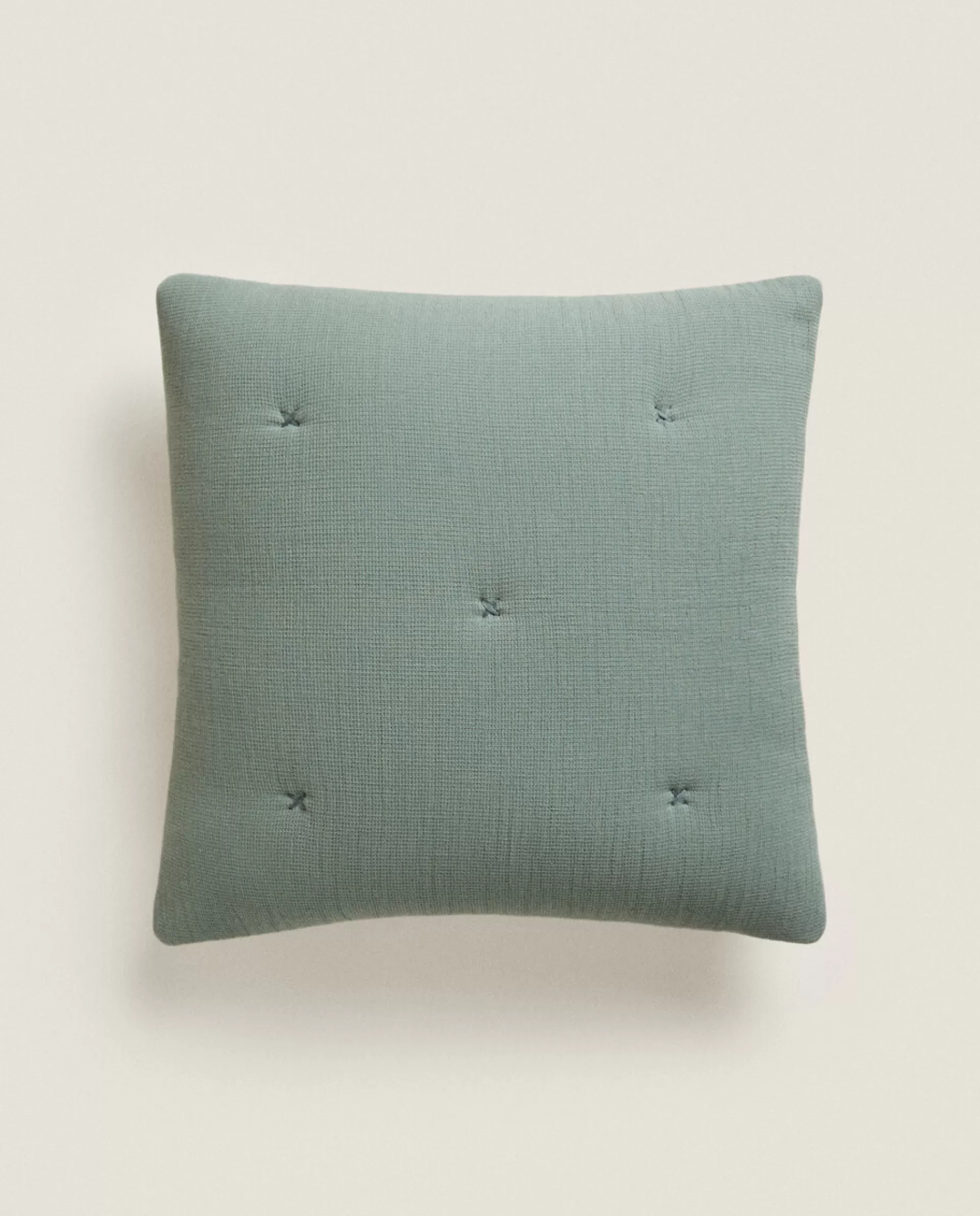ZARA Home Waffle-Knit Throw Pillow Cover Green Clearance
