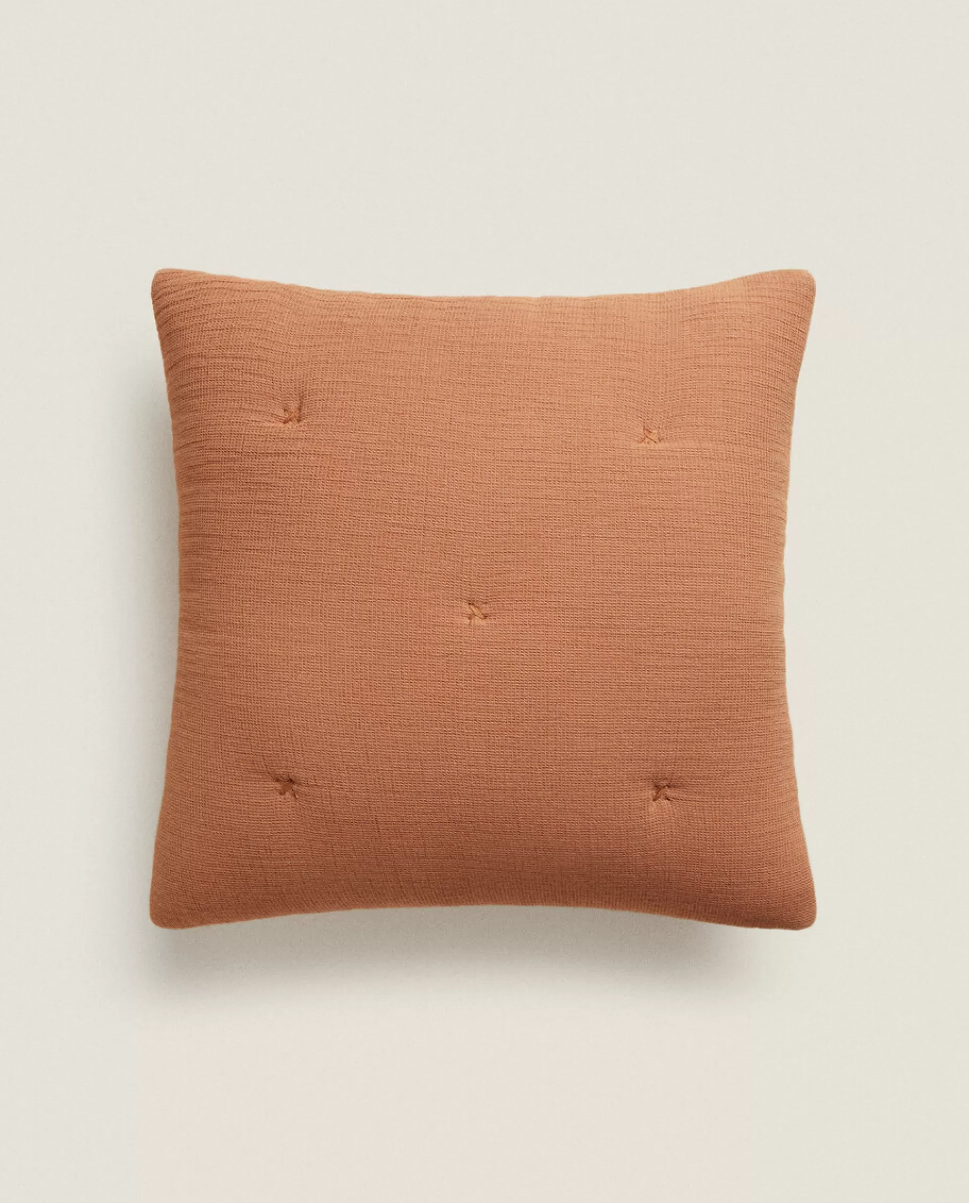 ZARA Home Waffle-Knit Throw Pillow Cover Brown Fashion