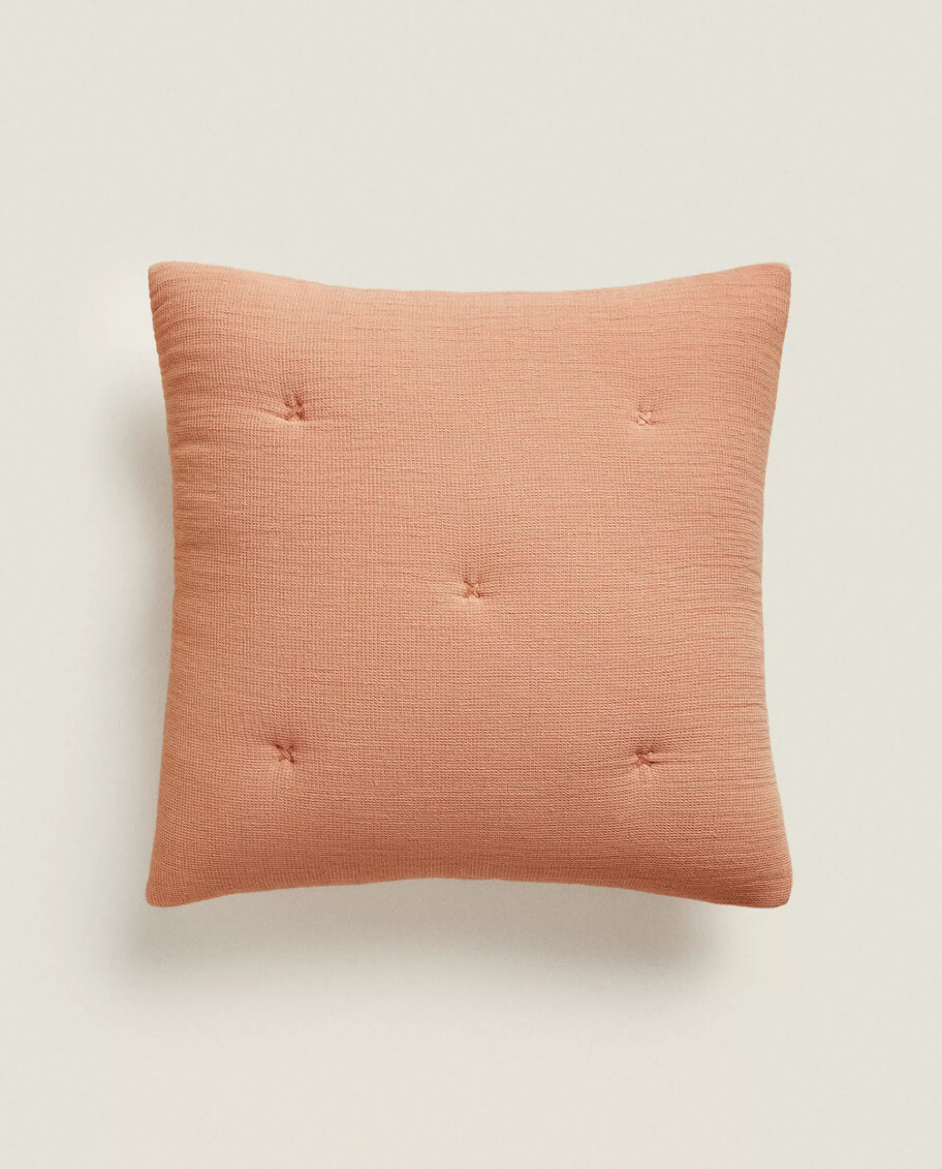 ZARA Home Waffle-Knit Throw Pillow Cover Pink Flash Sale