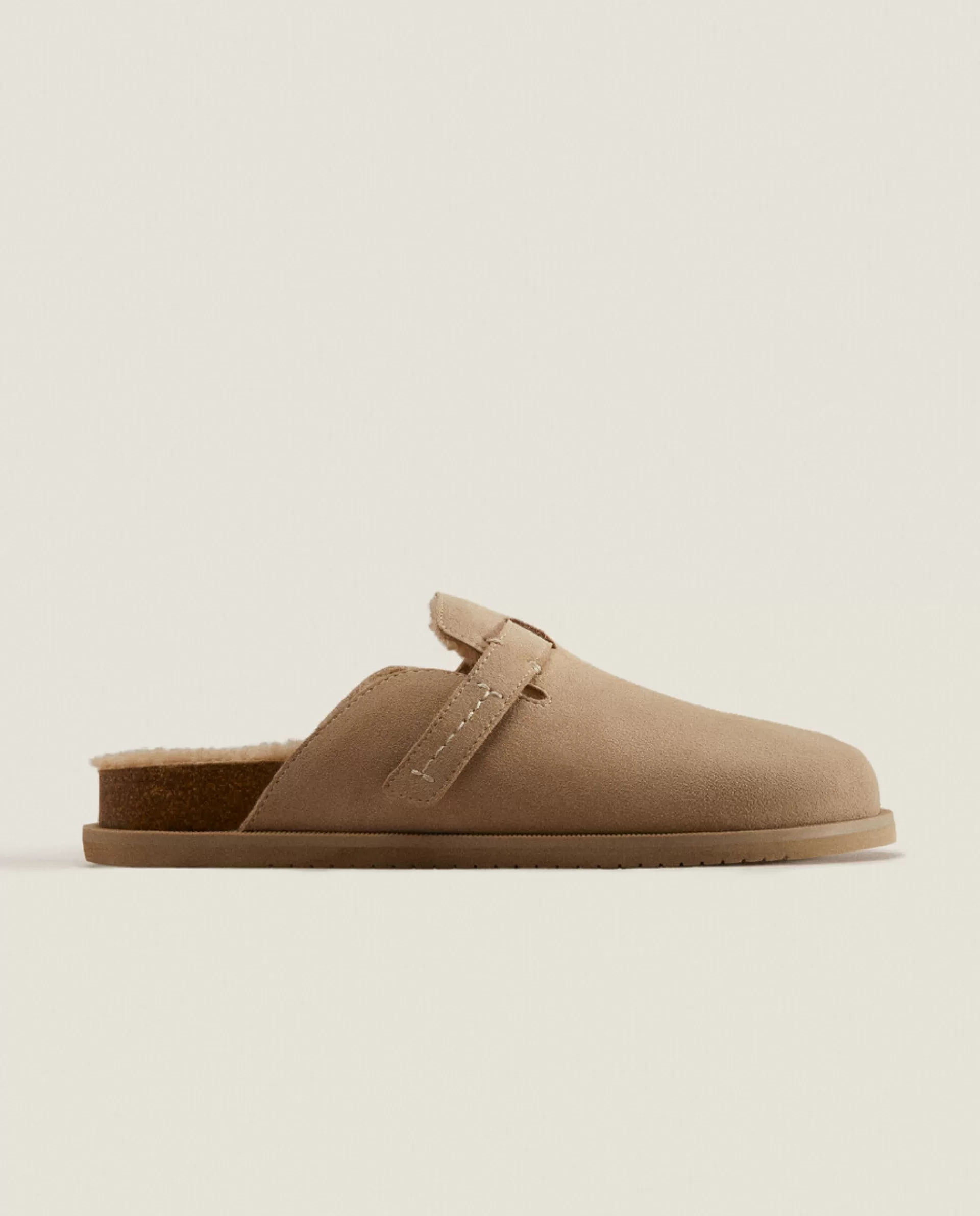 ZARA Home Warm Leather Clogs Ecru Cheap