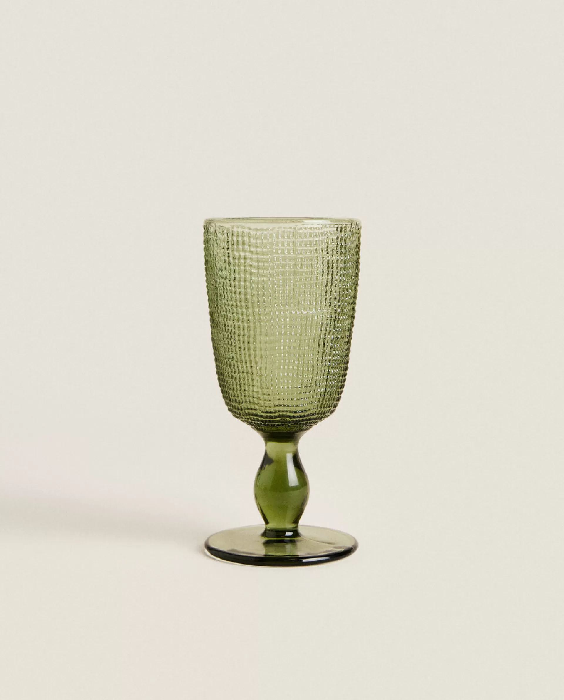 ZARA Home Wine Glass With Raised Design Green Discount