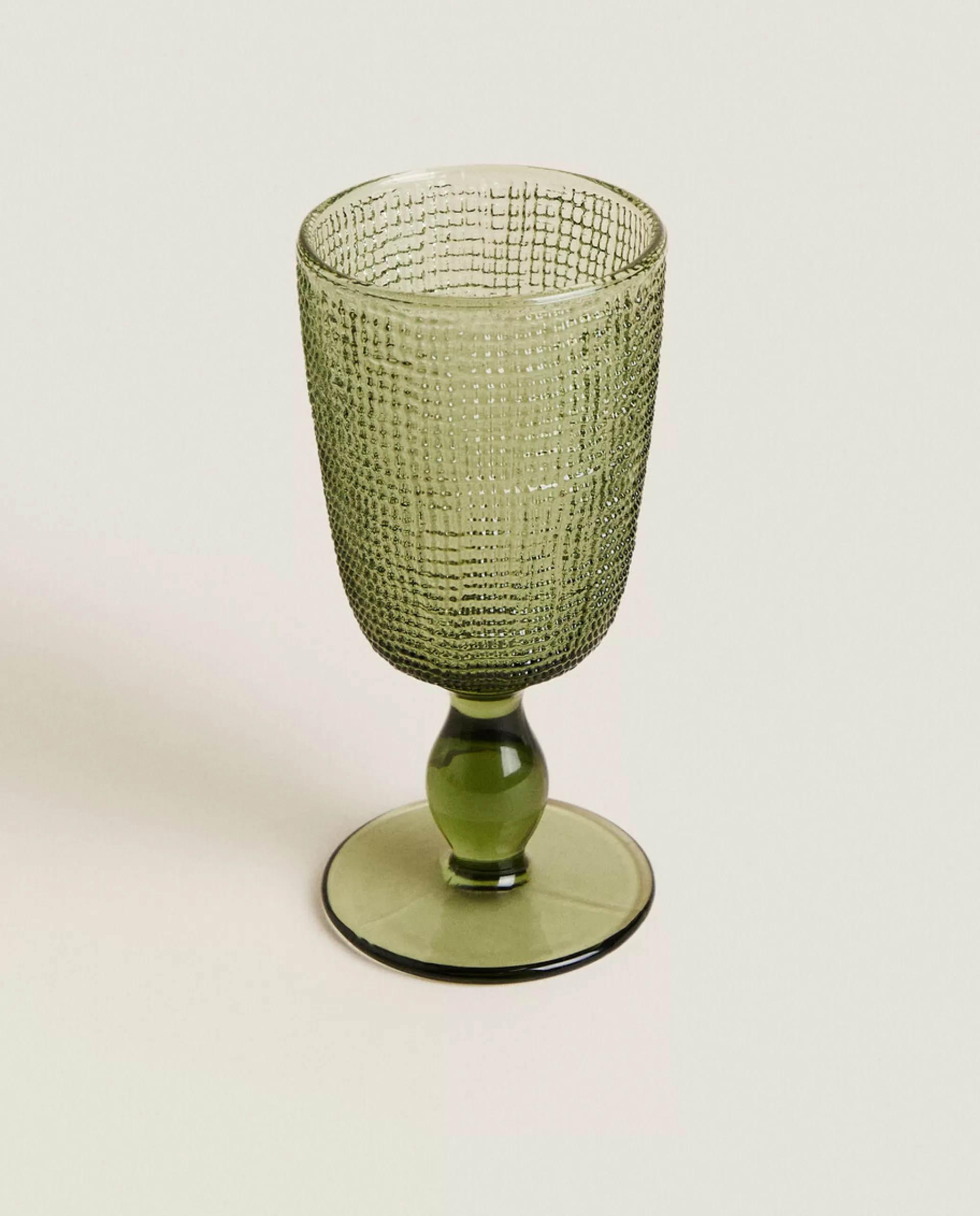 ZARA Home Wine Glass With Raised Design Green Discount