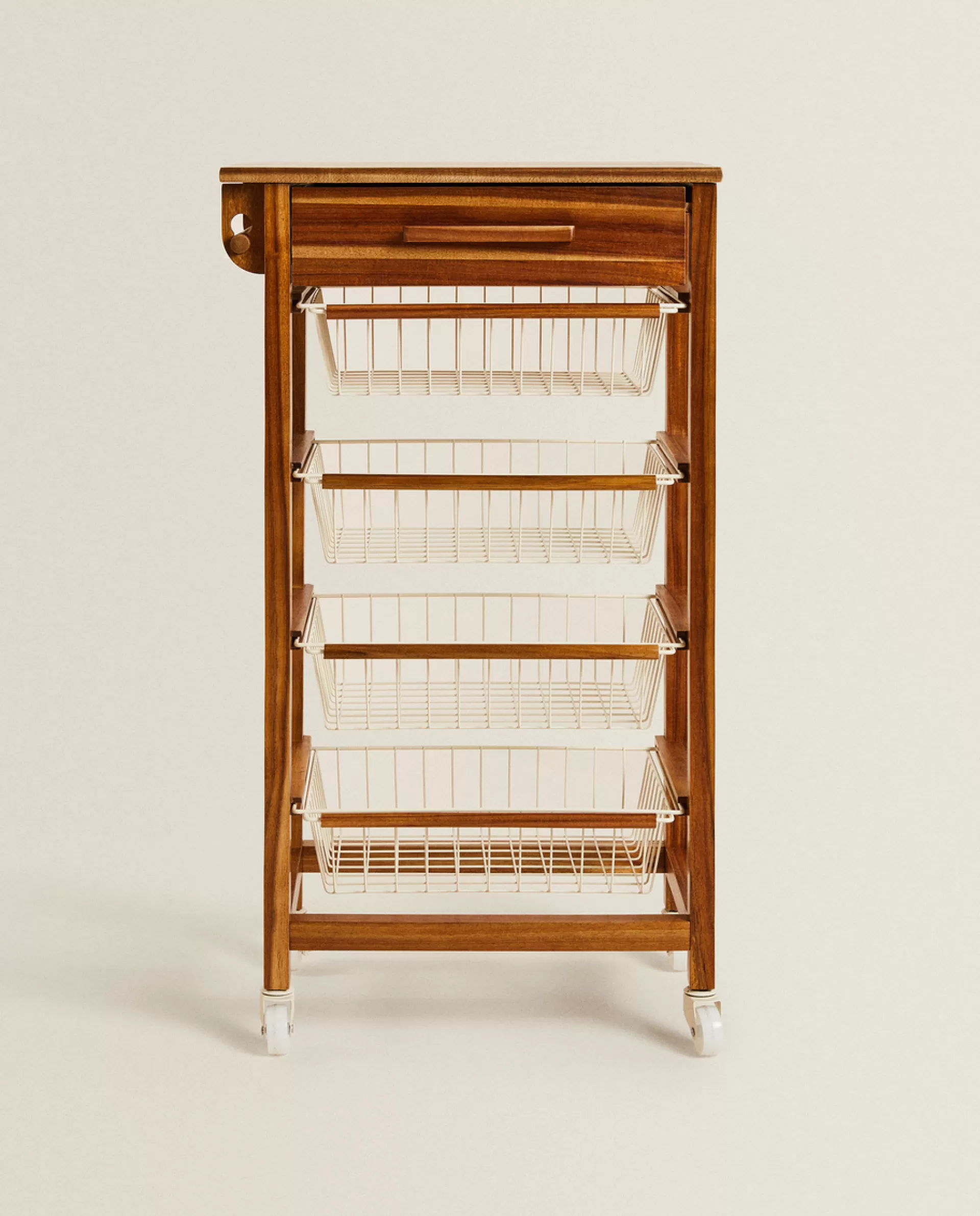 ZARA Home Wood And Metal Storage Furniture With Wheels Natural Colour Store