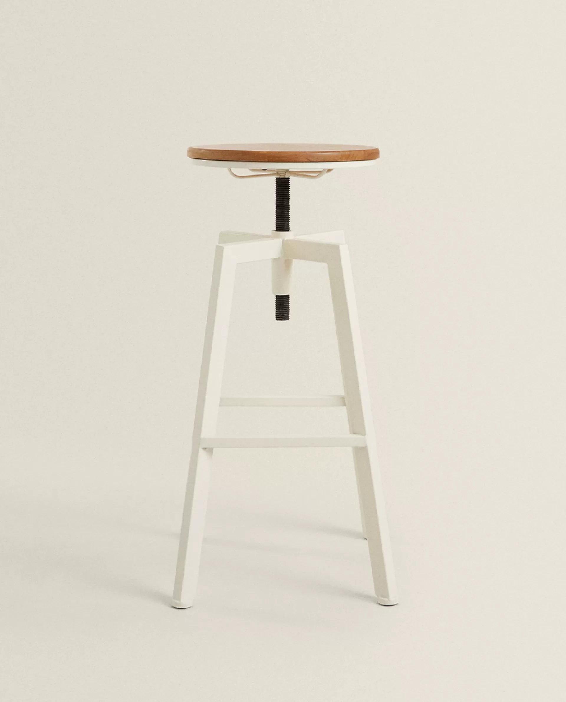 ZARA Home Wooden And Metal Swivel Stool Cream Hot