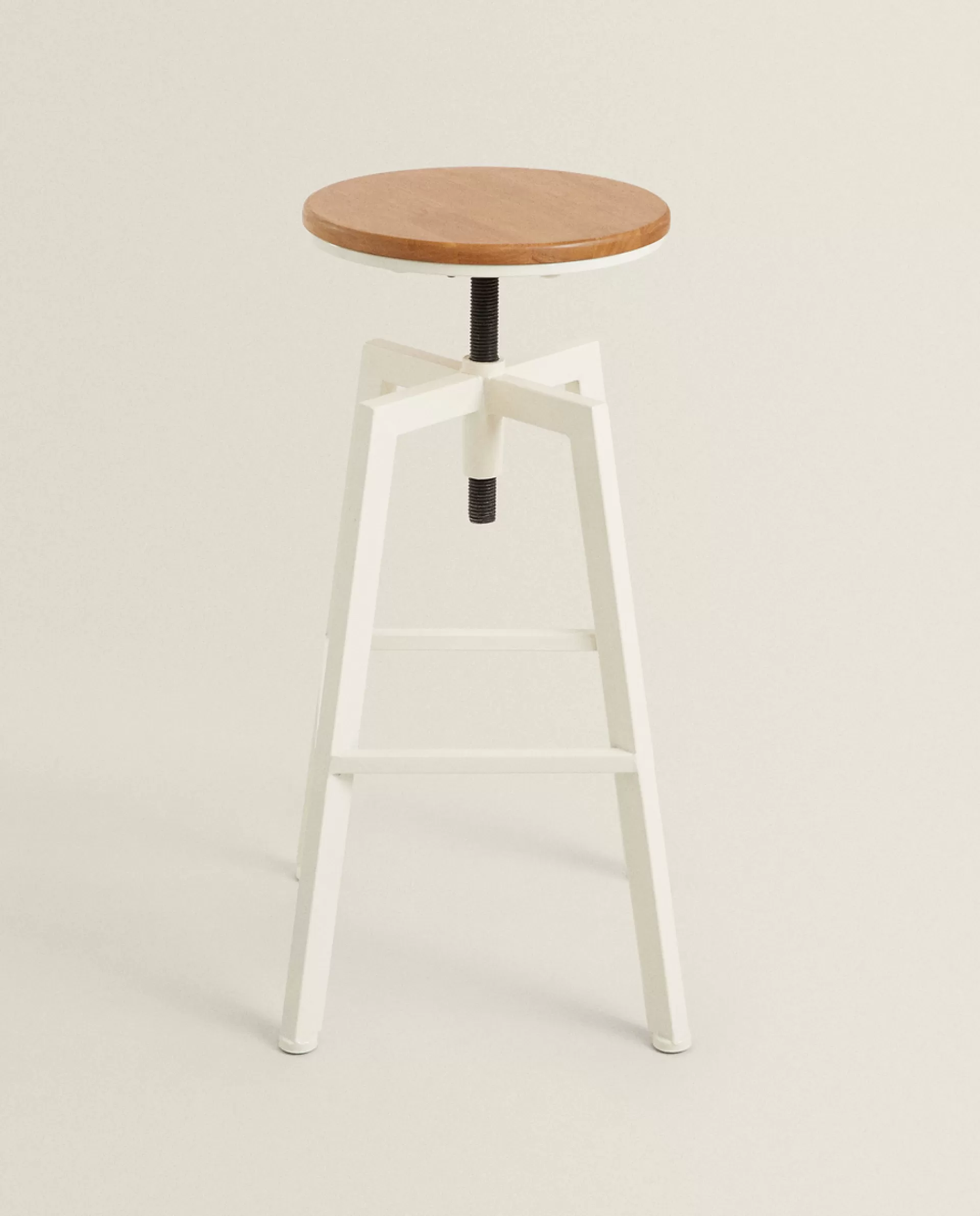 ZARA Home Wooden And Metal Swivel Stool Cream Hot