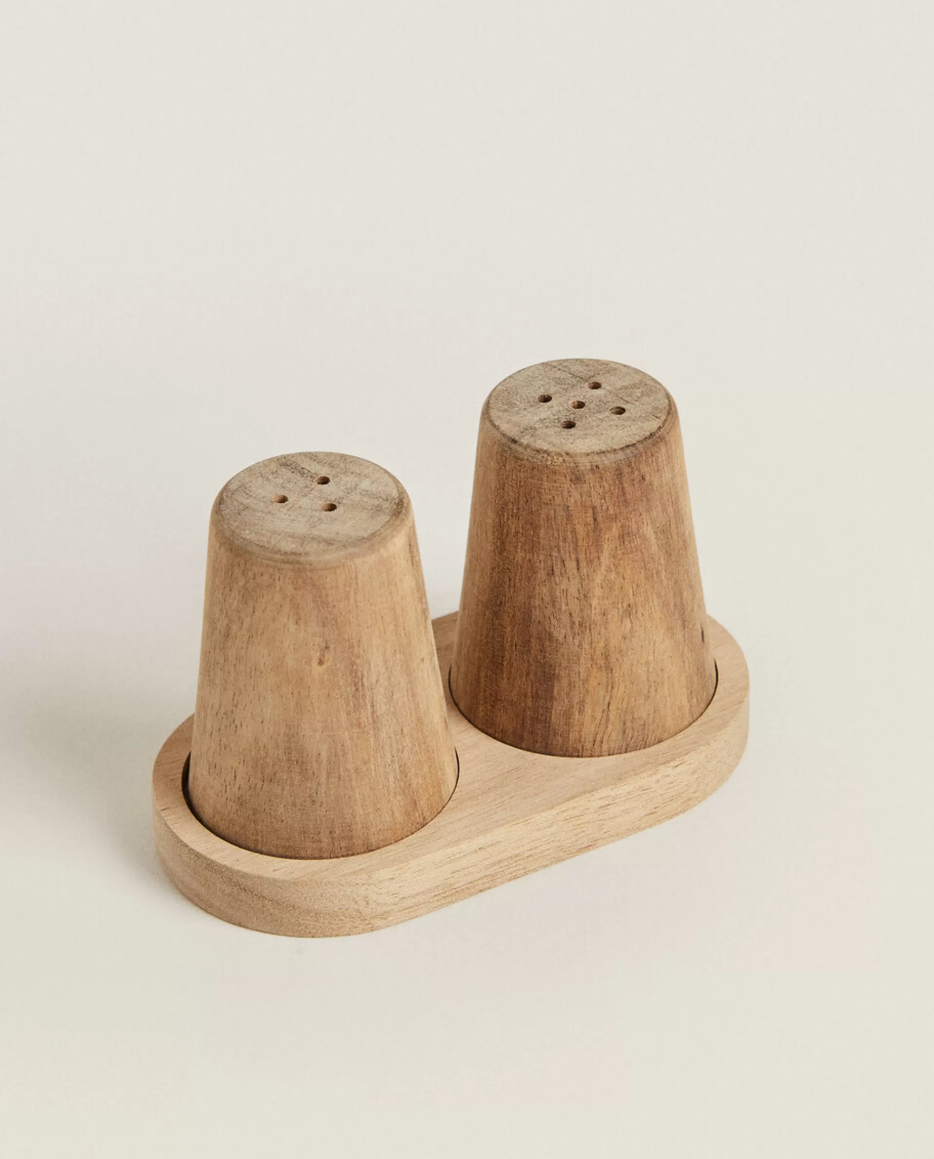 ZARA Home Wooden Salt And Pepper Shaker Set Natural Colour Flash Sale