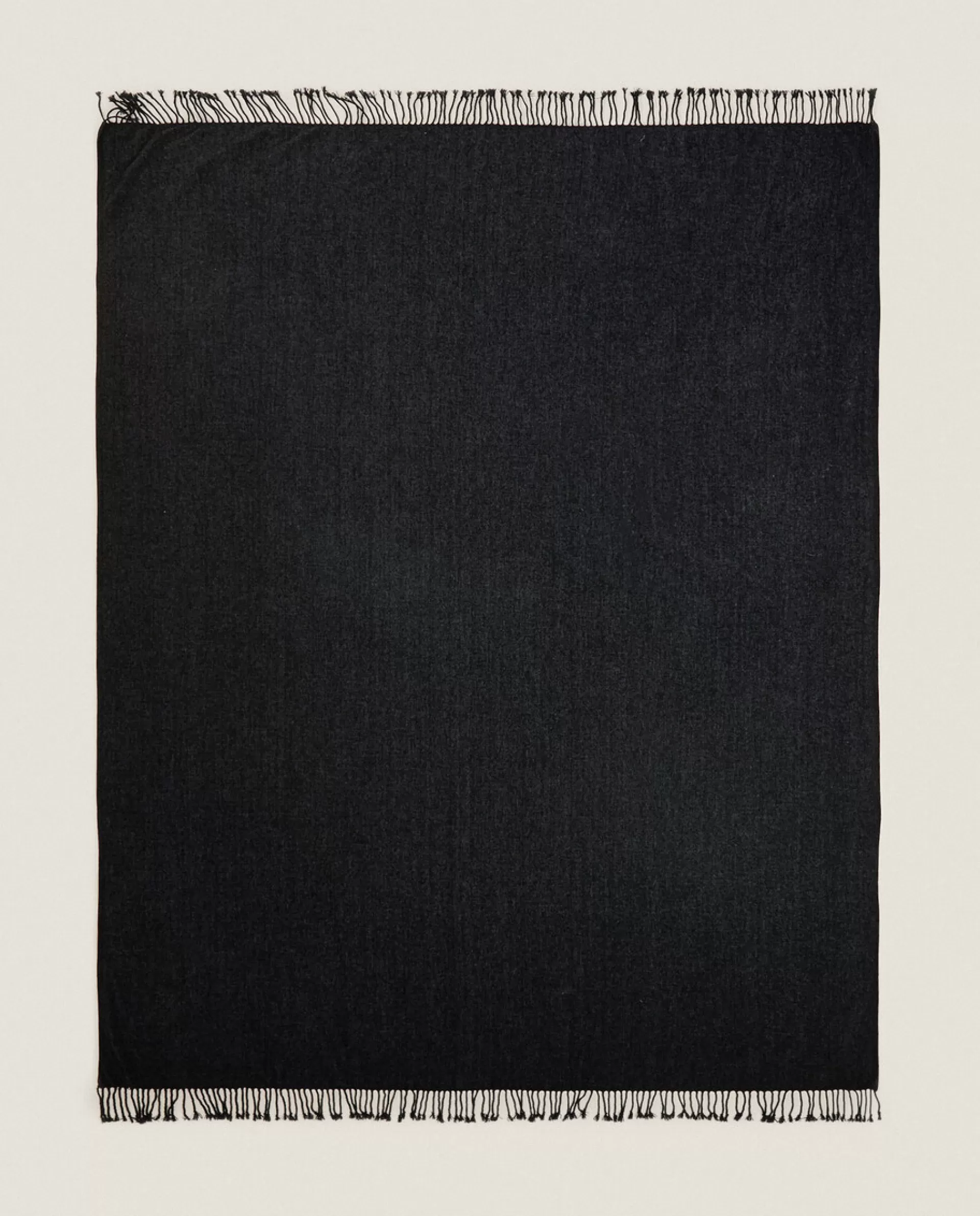 ZARA Home Xl Chenille Blanket Black Fashion