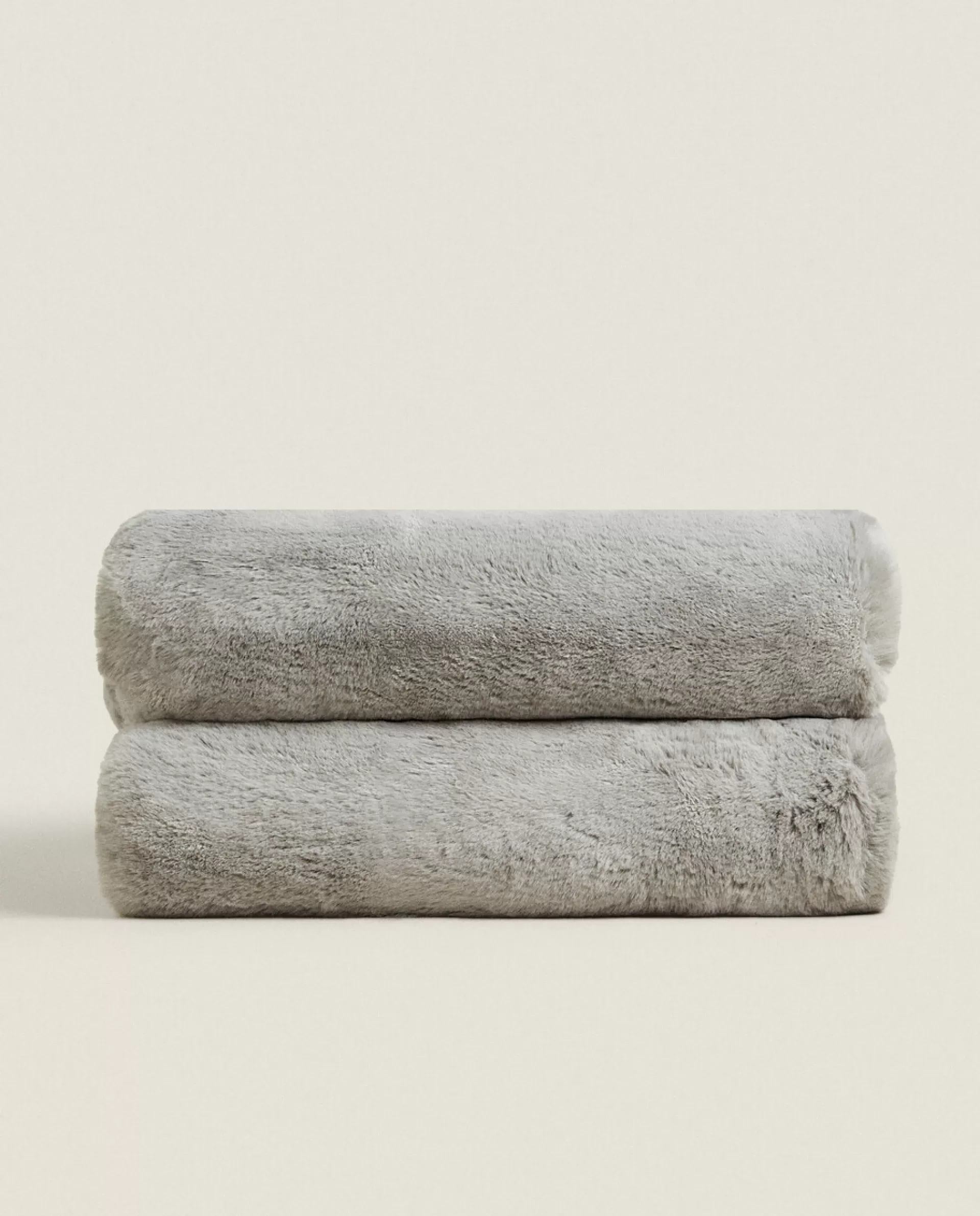 ZARA Home Xl Fuzzy Faux Fur Blanket Grey Online
